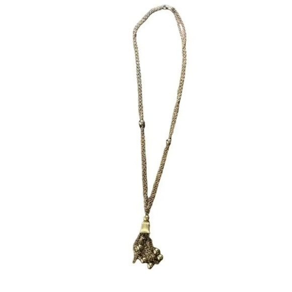 Vintage Gold Tone Tassel Necklace Chain with Beads Long Elegant‎ Jewelry - Picture 1 of 6